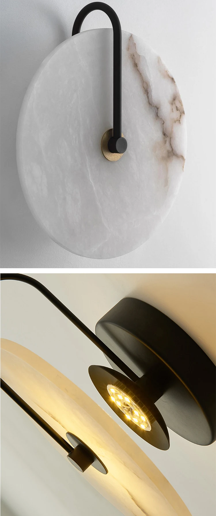 Description Picture 4 of itemBedroom bedside study decorative Circle Wall Light Indoor Corridor Living Room Hotel Background Modern Art stone led Wall Lamp