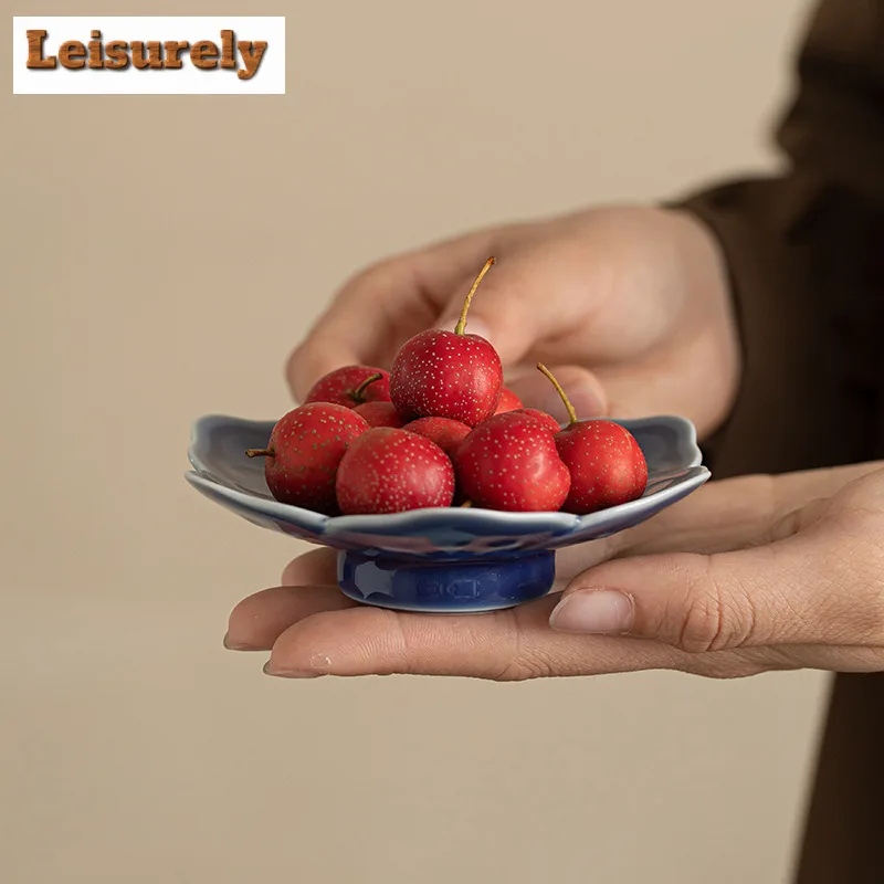 Ruyi Six Petal Fruit Dishes Vintage Pastry Plate Appetizer Serving Platter Household Hospitality Dishes Teaset Supplies Craft