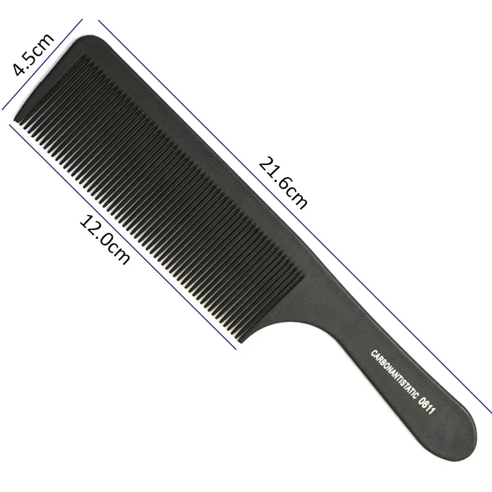 1PC Black Flattop Hair Cutting Comb Heat Resistant Hair Cutting Tool Hairdressing Hair Stylist Salon Carbon Antistatic Combs 5