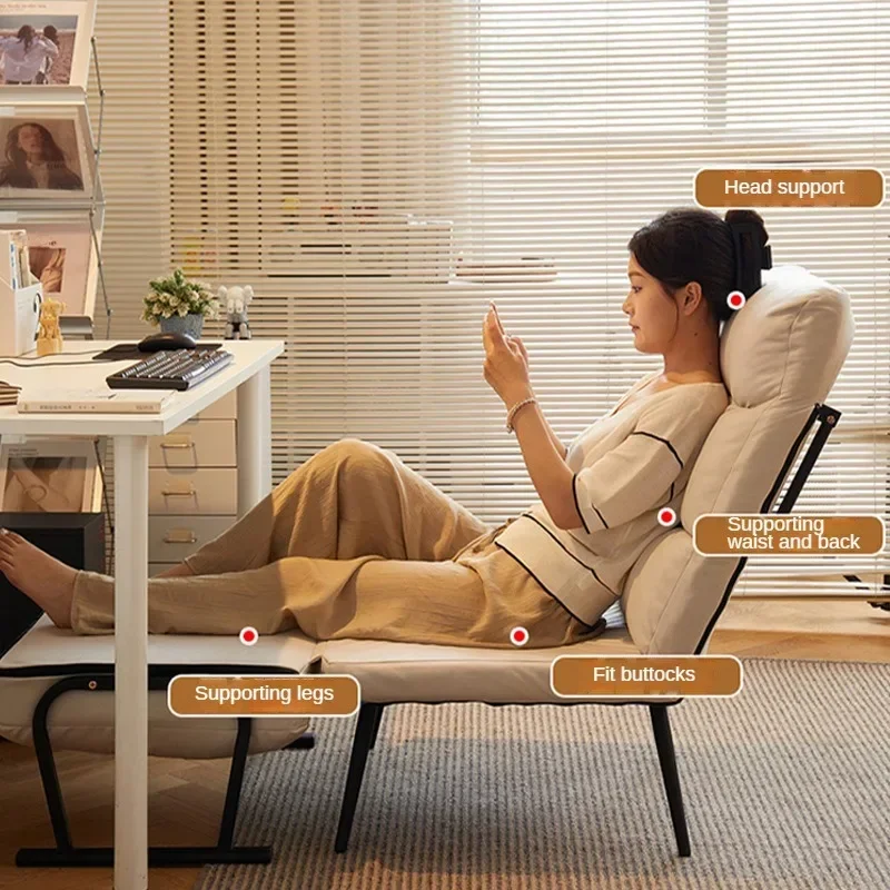 Folding Lounge Chair ,Single Bed for Lunch Break and Nap,Dual Purpose Leisure Chair, Balcony Reclining Sofa Chair, Backrest Sofa