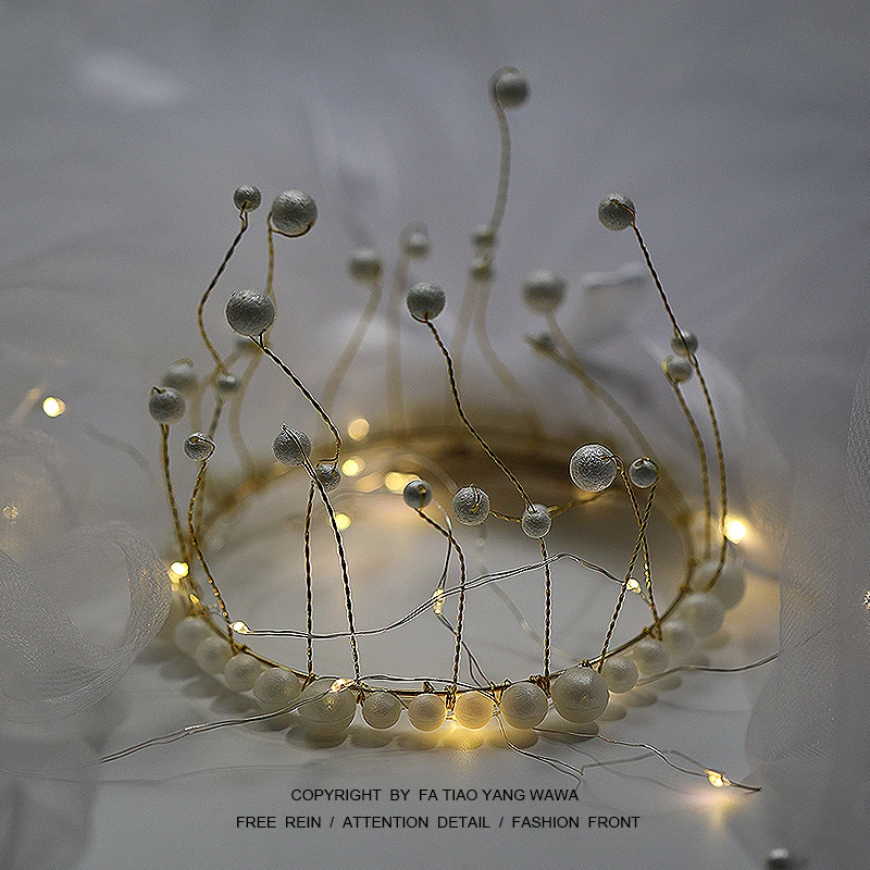 

Can shine! Gauze cool crown pearl hair accessories