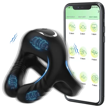 Anello del pene vibratore APP controllo anello del pene vibrazione ritardo eiaculazione giocattoli del sesso per gli uomini coppia Penisring Cockring manica del cazzo