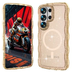 Sparkling 3D Wavy Pattern Silicone Magnetic Shockproof Case - Galaxy S26+ (Rose Gold)