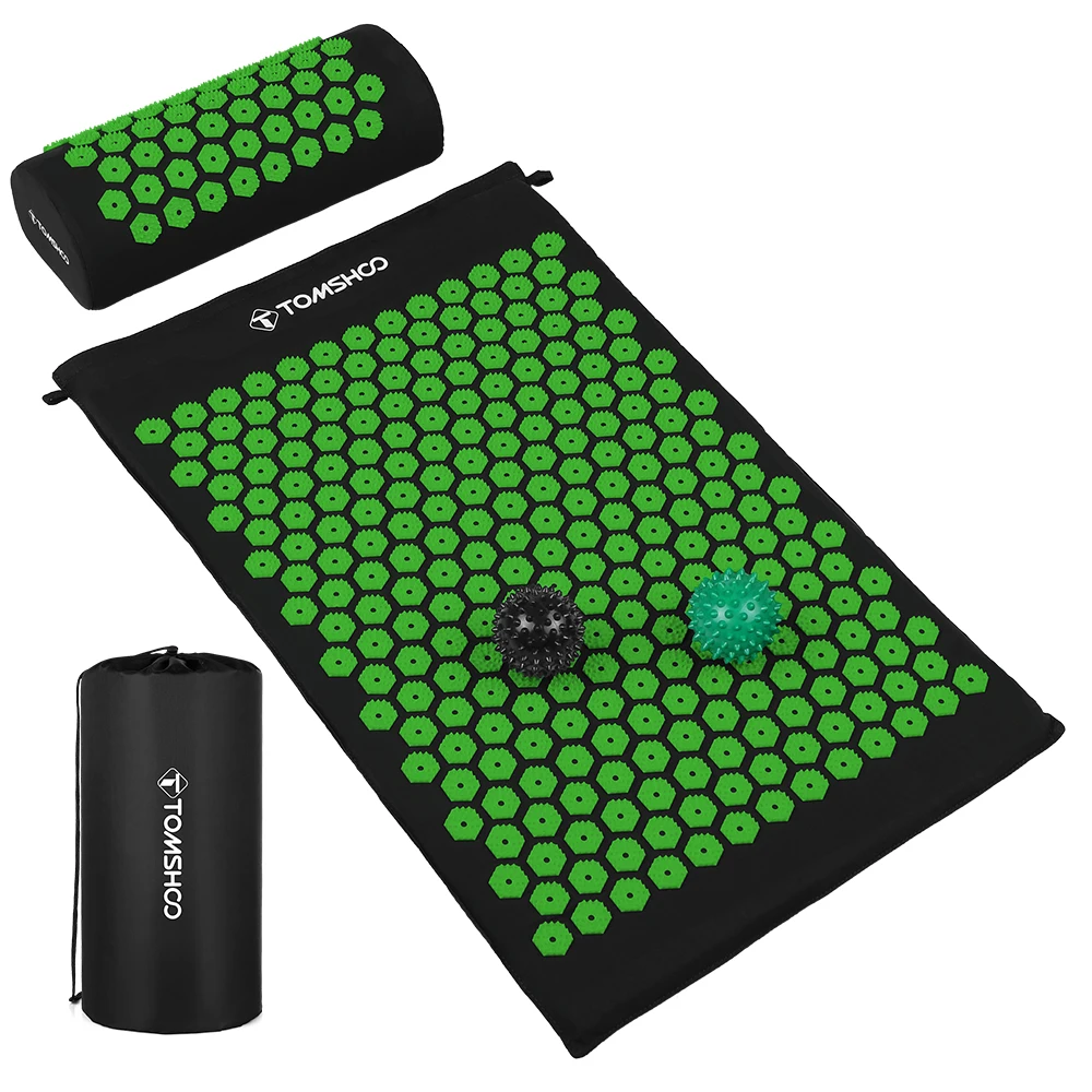 TOMSHOO Acupressure Mat and Pillow Massage Set with Bag for Muscle Relaxation Stress Relief Leisure mat