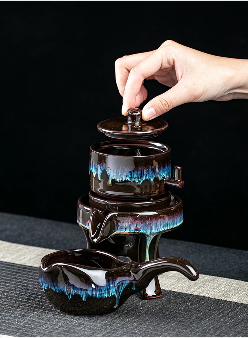 Exquisite Stone grinding shape tea set,Handmade Tea Pot Cup Set Chinese Tea Ceremony Gift GungFu Cup