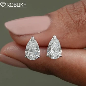 1-4CT Pear Cut Moissanite Earring for Women GRA Certified Simulated Diamond S925 Silver Plated 18k Gold Waterdrop Shape Stud Ear 1