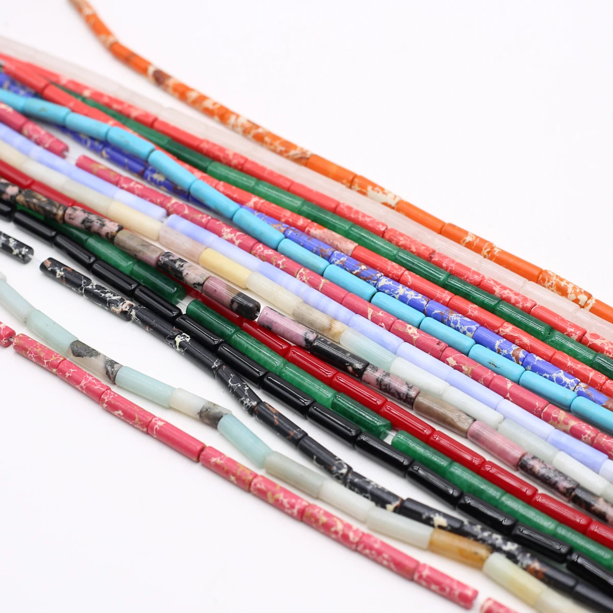 

Long Cylindrical Natural Stones Beads 7x13mm Agate Jade Emperor Stone Rose Quartz Loose Spacer Beads for Jewelry Making DIY 38cm