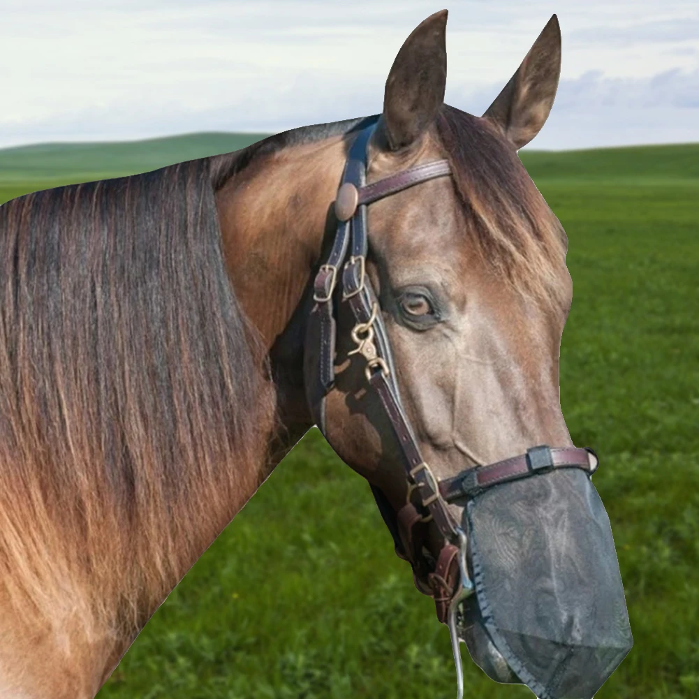 Horse Nose Mosquito Protection Mesh Breathable Headgear Livestock Nose Face Cover Horse Nose Net Horse Care Products Size:M/L 4