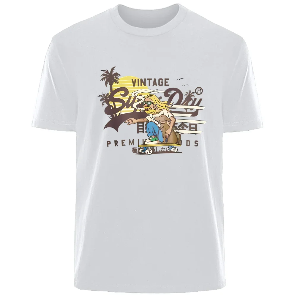 thumbnail image 1 of Camiseta de verano retro con letras simples para hombre, 100 % algodón, cómoda, transpirable, informal, a la moda, ropa de calle para exteriores para hombre, 1 of 5