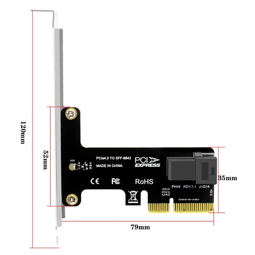 

Pcie 4,0 на SFF 8643 адаптер карты X4 X8 X16 для 2,5 "NVME SSD конвертер жесткий диск Расширительная карта для настольного ПК