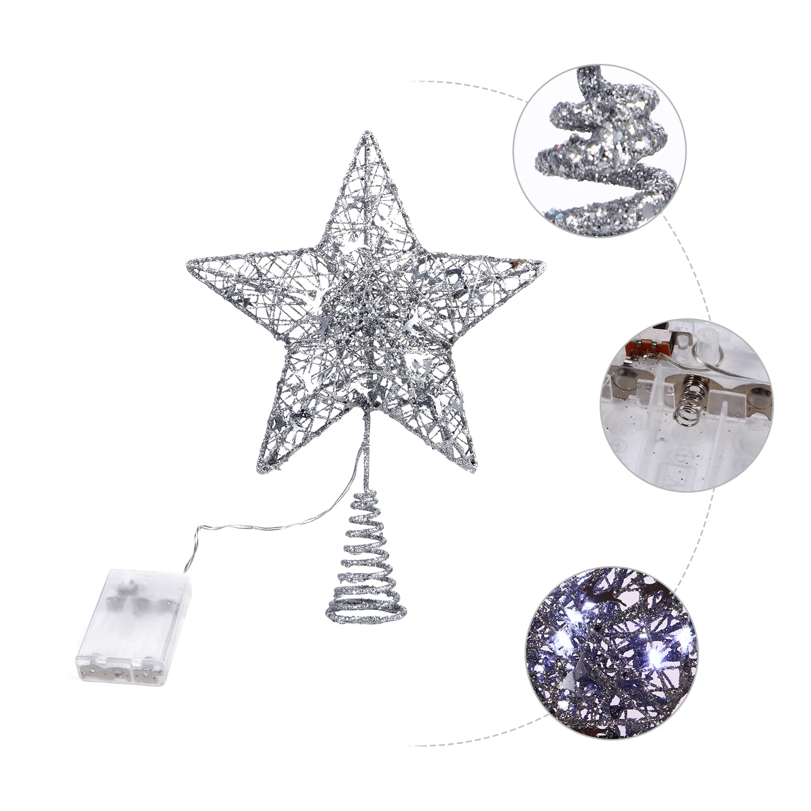 

Glowing Tree Top Star Xmas Decor Decorations Christmas Ornaments Wrought Iron Topper