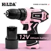 HILDA Electric Drill 12V Cordless Drill Electric Screwdriver Mini Wireless Power Driver DC Lithium-Ion Battery 2