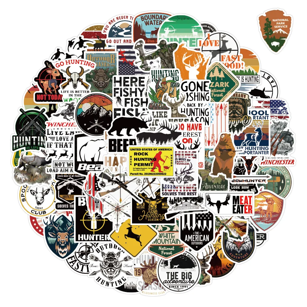 

100 outdoor hunting graffiti stickers car trunk water cup refrigerator waterproof stickers wholesale