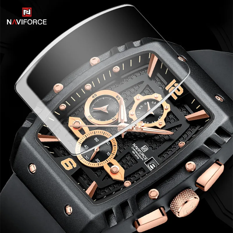 New Naviforce Fashion Waterproof Clocks Design Men's Watches Silicone Military Quartz Wristwatches Dual Pointer Display Gifts, Alina Gadgets