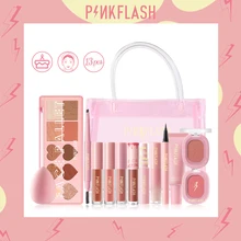PINKFLASH-1 주년 풀 페이스 메이크업 세트, 리퀴드 컨실러 파운데이션 뷰티 립글로스 마스카라 아이라이너 페이스 블러쉬 코스메틱