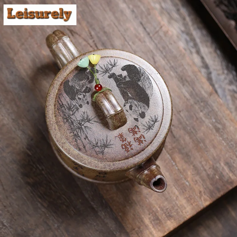 330ml Yixing Purple Clay Teapots Handmade Large Caliber Pot Raw Ore Wood-fired Porcelain Mud Kettle With Infuser Zisha Tea Set