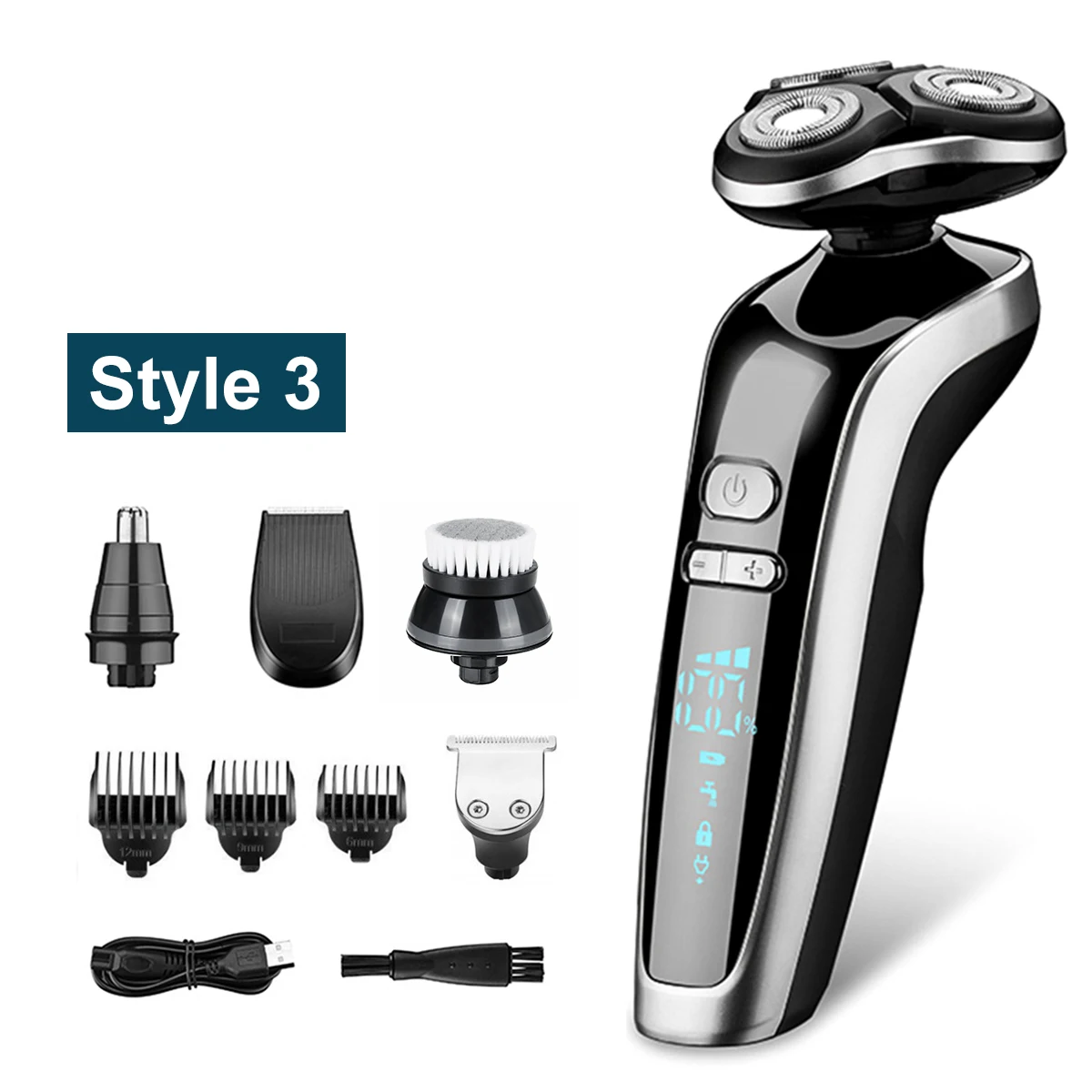 Aparador de Barba dos Homens à Prova Máquina de Barbear 5 em 1 Recarregável Água Cabeça Seco Molhado Display Digital Barbeador Barbear Lavável Usb D4d 4d 10 4d cabeça seco molhado display digital barbeador