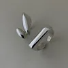 XINYI Silver colour Ring For Women Flat Simple Finger Open Vintage Handmade Ring Allergy For Party Birthday Gift 4