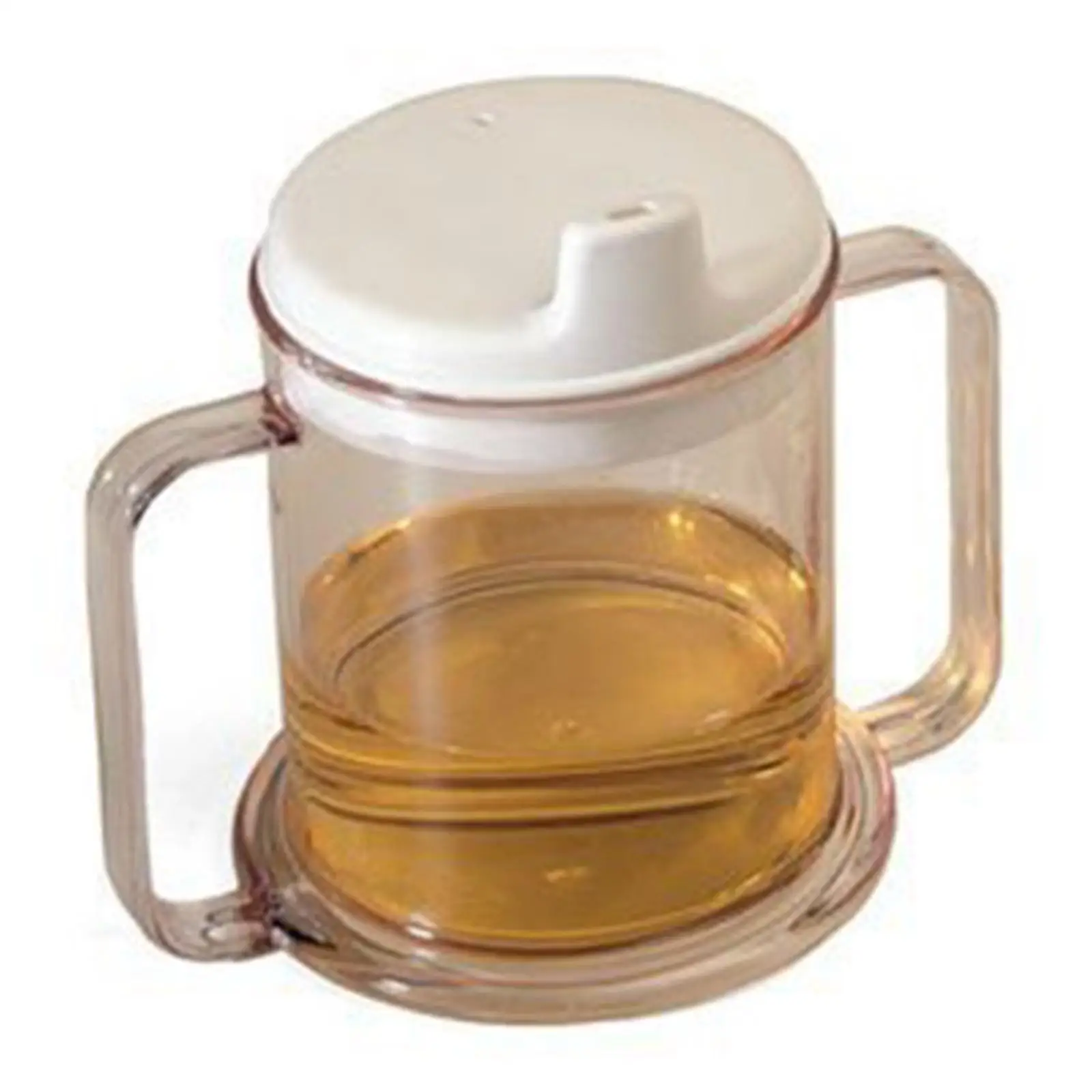 Feeding Spoon Clear Plastic Mug Handled Sippy Cup 10oz. for Patients Elderly Handicapped