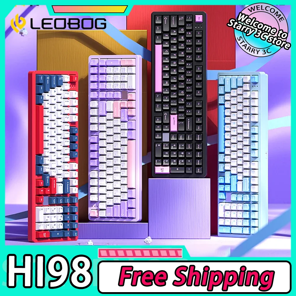 

LEOBOG Hi98 механическая клавиатура RGB101 клавиши прокладка 1000 Гц эргономичная игровая клавиатура из алюминиевого сплава ПК Аксессуары для геймеров подарок