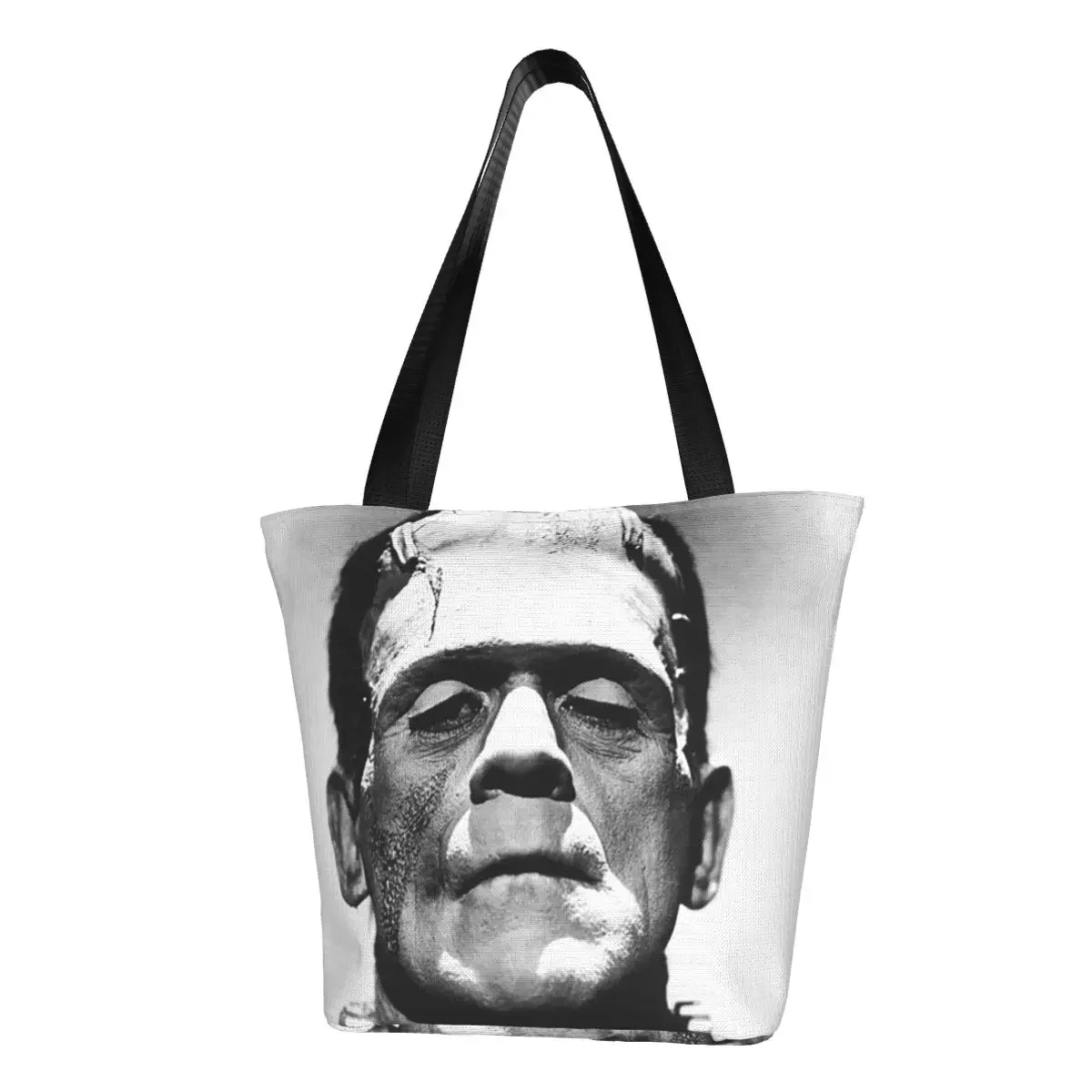 

Frankenstein Horror Halloween Monster Shopping Canvas Bags Women Durable Grocery Tote Shopper Bags