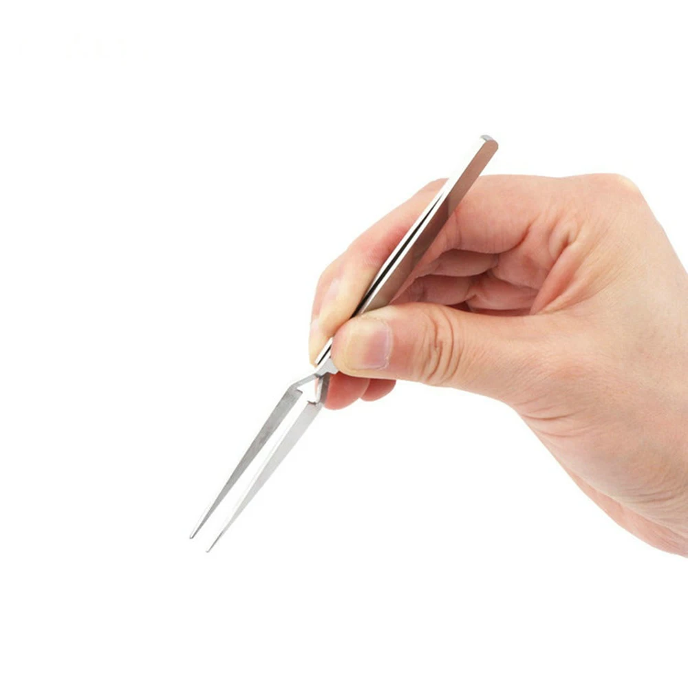 Stainless Steel Tweezers Cross Reverse Round Head Reverse Fork Nie Pointed labor-Saving Pinch Fixed Self-locking Clip Philately tweezer tool