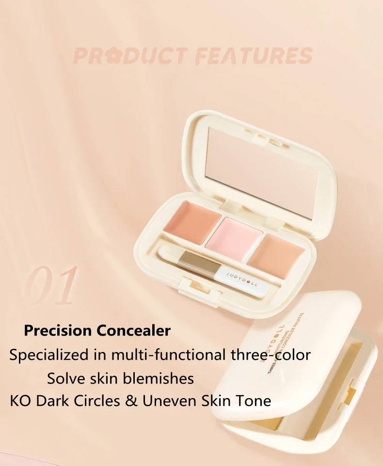 Judydoll Three-color Concealer Palette High Coverage Long-lasting_voghion.com