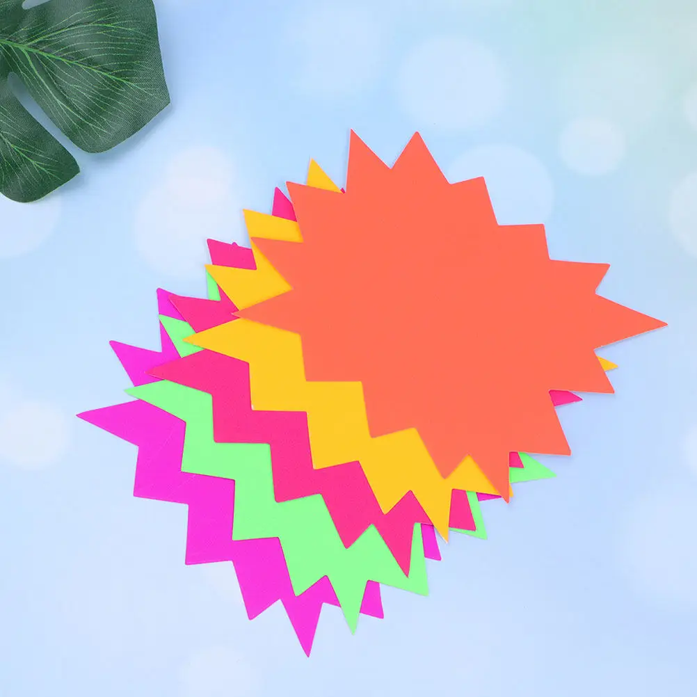 80개입 특가 판매용 종이 폭발 모양 할인 태그 가벼운 무게로 컴팩트하게 제공되며, 상점, 슈퍼마켓, 차고 판매, 기금 모금에 적합합니다.