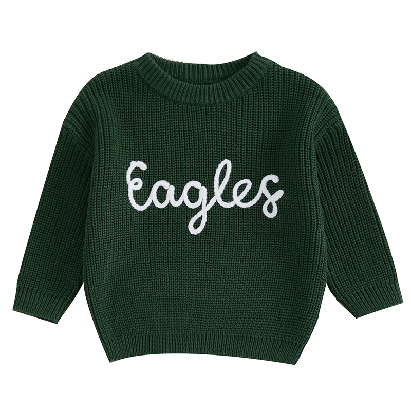 FOCUSNORM 0-7Y Herbst Winter Baby Jungen Mädchen Strickpullover 2 Farben Buchstaben Stickerei Rundhals Langarm Pullover Tops – Detail 9