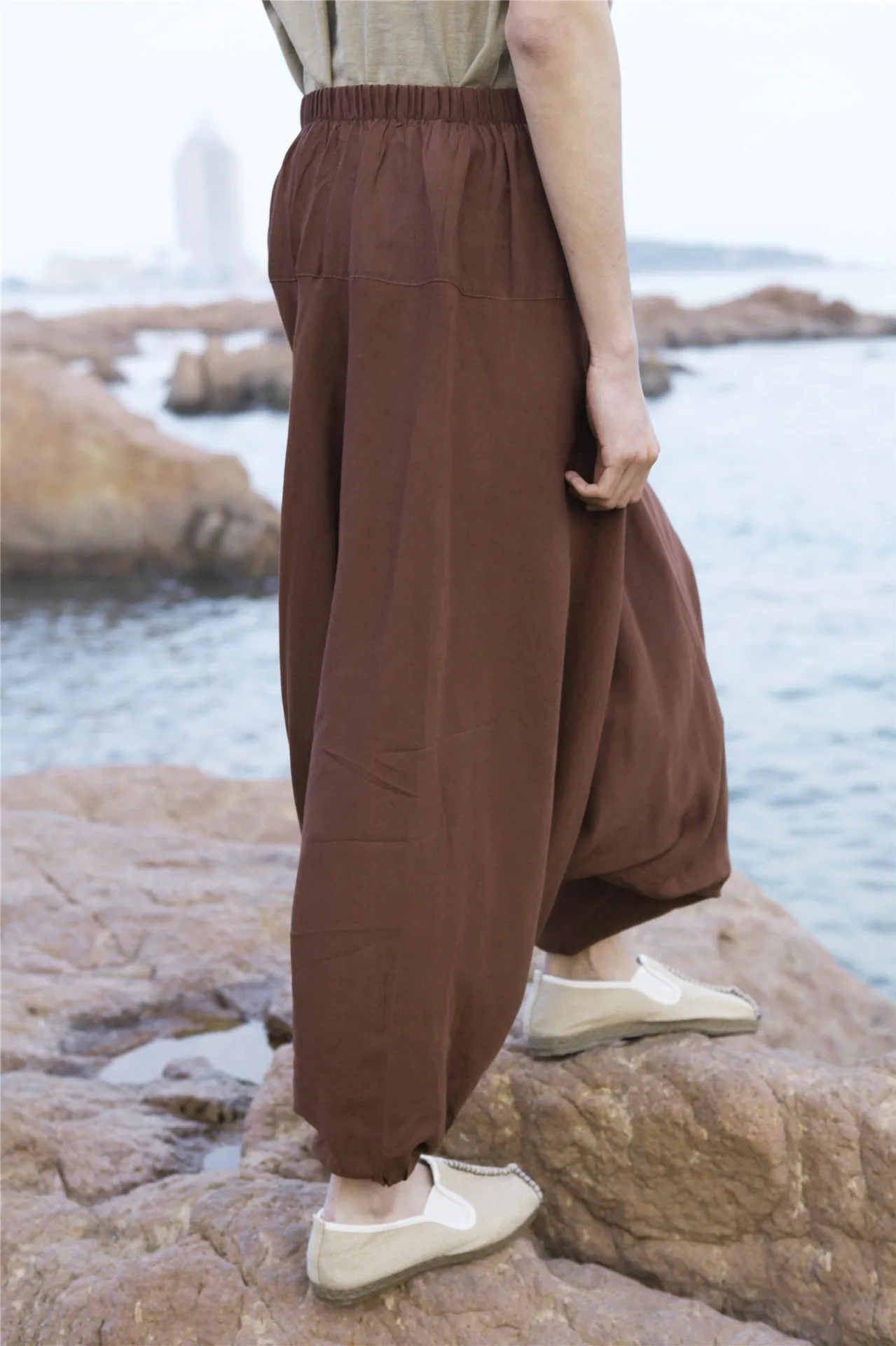 Cotton Linen Baggy Men Harem Pant Indian Hippie Crotch Pant Yoga Mediation Casual Workout Fitness Jogger Travel Pant Sweatpants