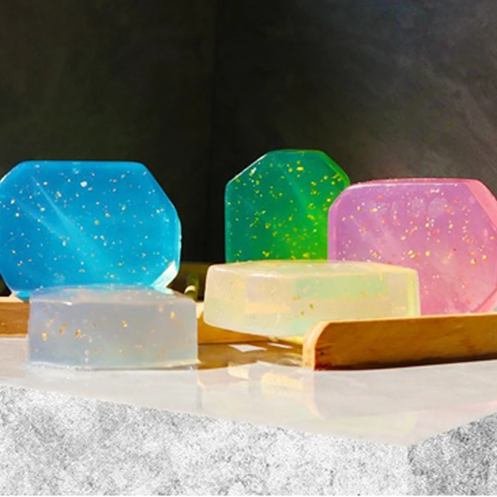 

Handmade Essential Oil Soap Hyaluronic Acid Diamond Body Cleaning Gem Gold Foil Soap Fragrance Cleansing Bath Soap