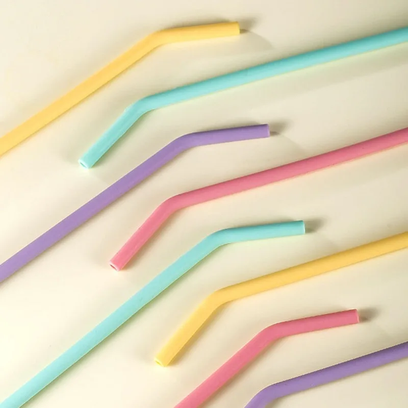 Set of 4 Eco-Friendly Silicone Straws - Reusable, BPA-Free, and Easy to Clean