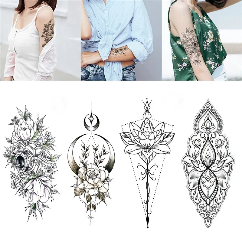 Black Temporary Tattoo Body Art Tattoos 3D Waterproof Temporary Tattoos Sticker Art Men Arm Leg Fake Tatoo Paper tattoo sticker,temporary tattoos
