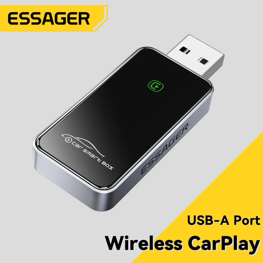Essager Wireless CarPlay Adapter for iPhone Wired to Wireless Carplay For Car Stereo With USB Plug Connection Auto Adapter