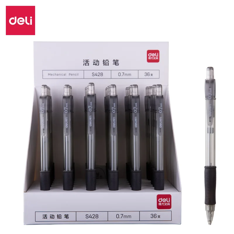 36Pcs Deli S428 0.7mm Mechanical Pencil School Student Supplies Stationery