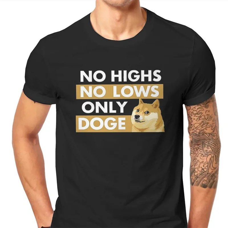 

Футболка с изображением биткоина, криптовалюты, No Highs, No low, Dogecoin, Harajuku, высокое качество, свободная винтажная уличная одежда с коротким рукавом
