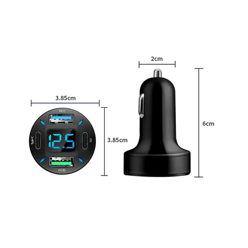 Car Charger 4 Port Car Charger USB Charger PD+QC3.0 Type C Fast Charging Quick Charge 3.0 Car Mobile Phone Adapter For IPhone 15 14