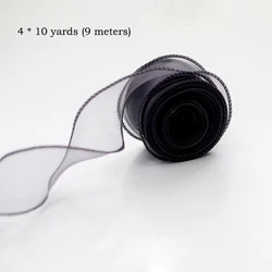 Elegant Chiffon Silk Ribbon for Crafting and Decoration (10 Yards/Roll) (Black)