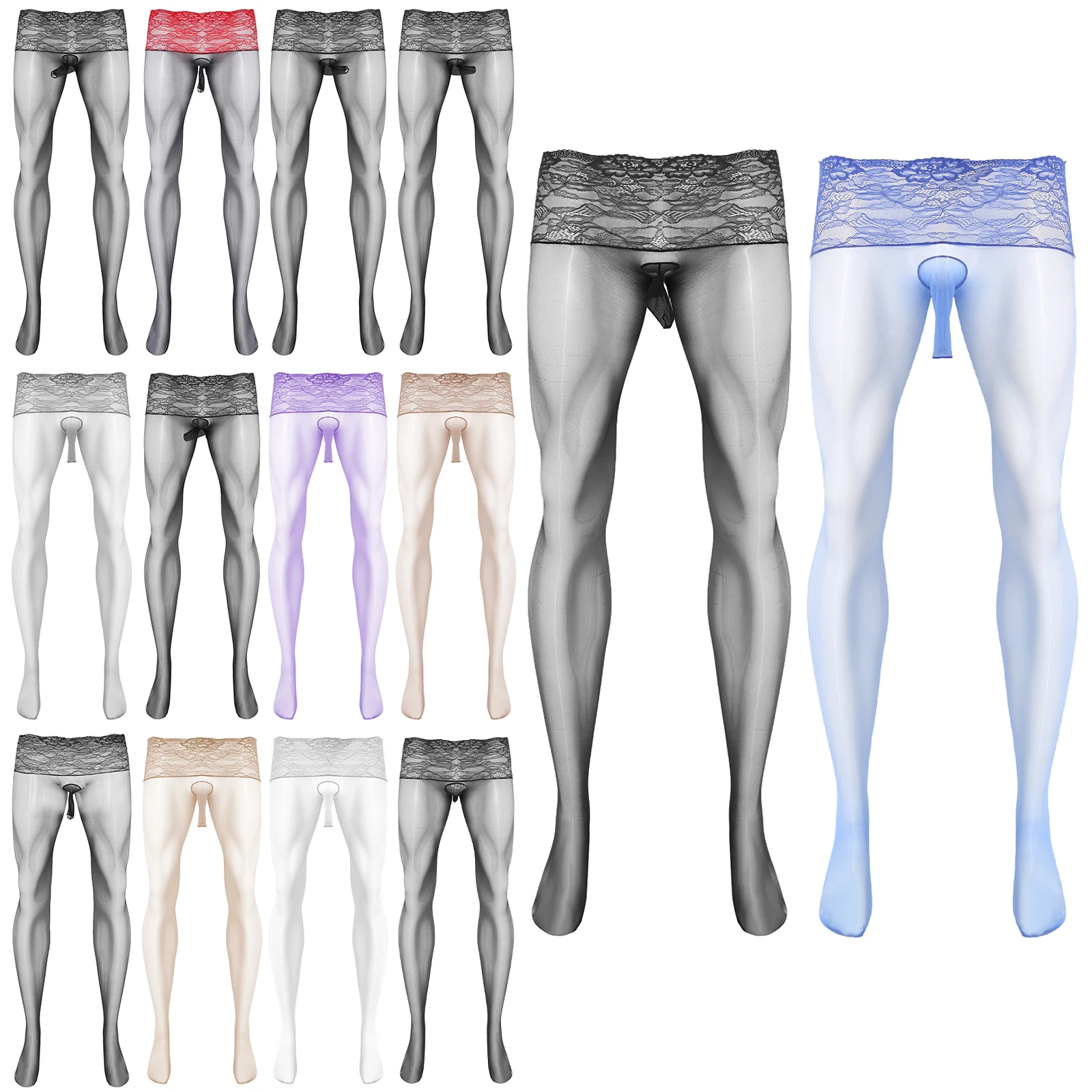 Man Tights Penis Sleeve Ultra High Elastic Men's Silk Stockings Open Sheath Underwear Lingerie Cover Sheath Wrapped Handjob