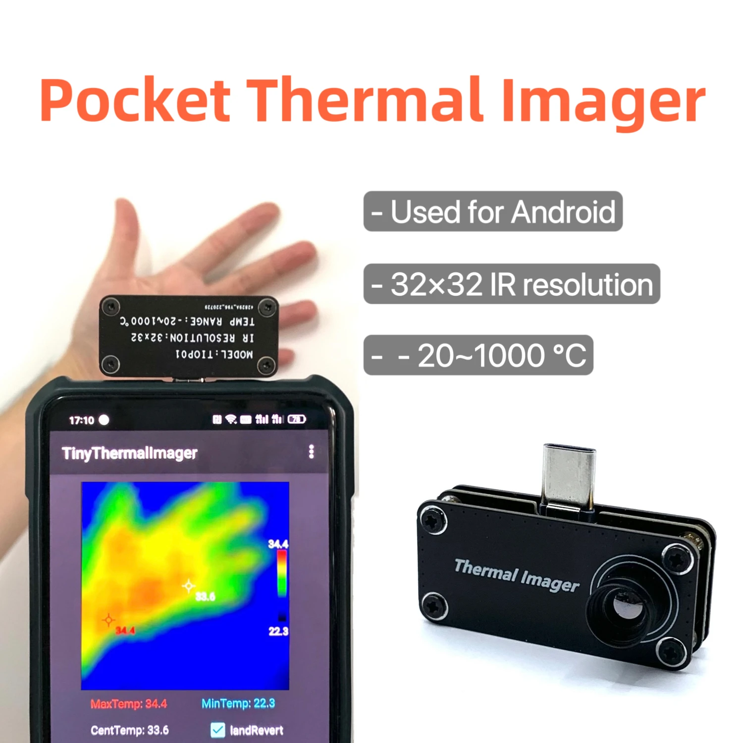 TOOLTOPTIOP01IRResolution32x32ThermalImagerNightVisionInfraredImagingCamera