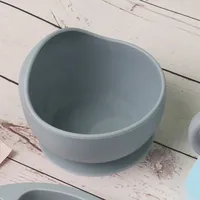 Soft Silicone Baby Feeding Bowl Bibs/Bowl/Spoon Dinnerware Children Dishes Bibs Set 3Pcs Set Non-Slip Feeding Bowls