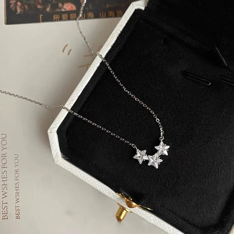 925 Sterling Silver Star Necklace Women's Fashion Collar