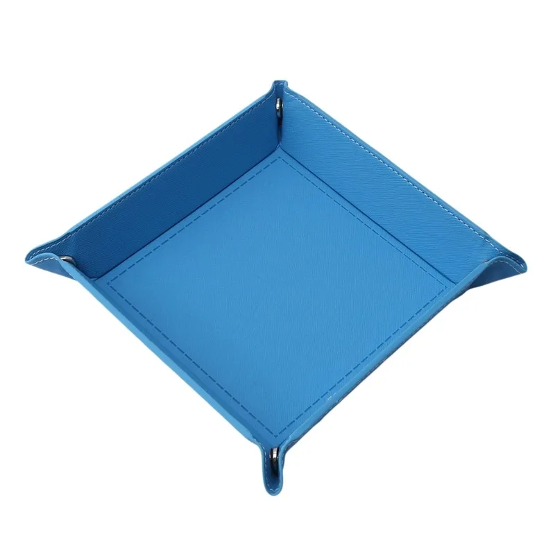 Rolling Folding Square Hexagon Dice Game Storage Tray Holder Double Sided Thick PU Leather Dice Mat Office Supply For Small Item 4