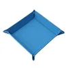 Rolling Folding Square Hexagon Dice Game Storage Tray Holder Double Sided Thick PU Leather Dice Mat Office Supply For Small Item 4