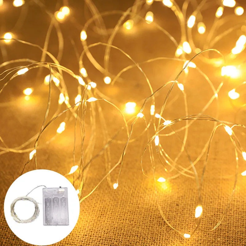 

Yard Garland Fairy Light LED String Lamp Christmas Decoration Copper Wire Light Garden Wedding Decoration Lamp Battery Operated