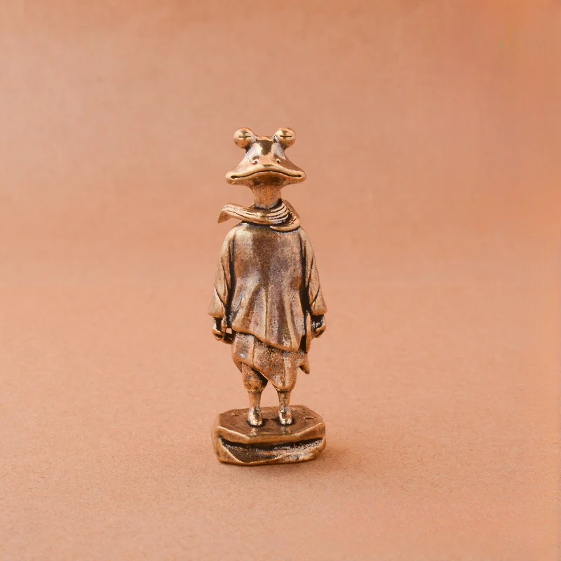 

Little Fairy/ Antique Brass Frog Ornaments Creative Home Desk Miniature Statue Cute Animal Three-dimensional Tea Pet Crafts Gift