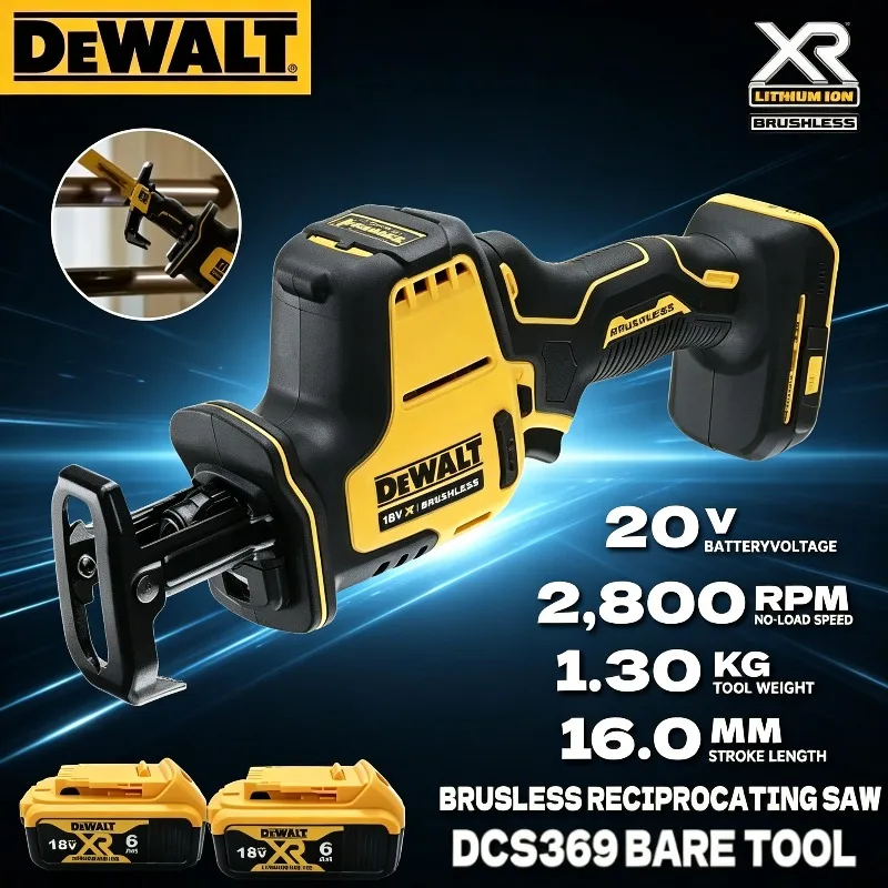 무선 원핸드 왕복톱 DEWALT DCS369 MAX* 빠른 목재, 금속 및 파이프 절단을 위한 다목적 작업기