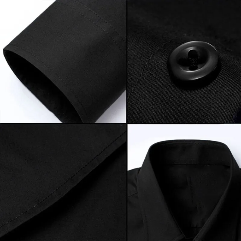 Business Shirt Four Seasons Men's Plain Color Simple Long Sleeve Casual Suit Shirt Slim Fit Fashion Business Plus-Size Social Must-Have