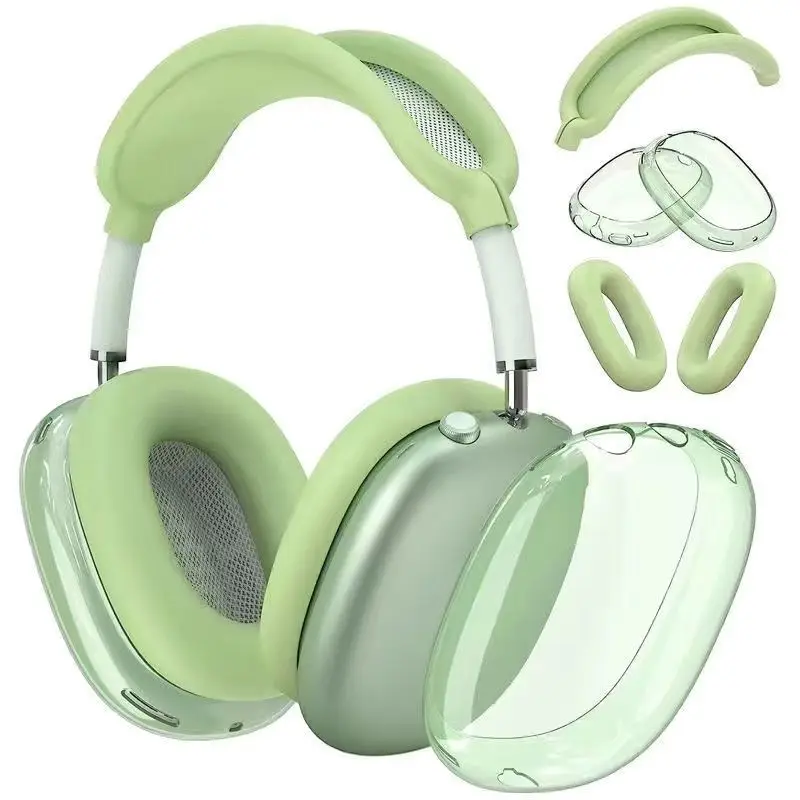 

Suitable for Apple AirPods Max Headset Protective Cover Transparent Shell+ear Cap+head Beam Protective Cover Three-piece Set