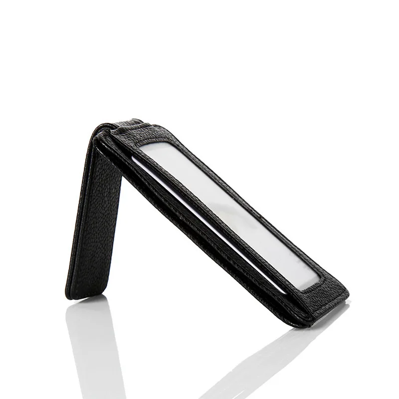 Magnetic PU Leather Wallet Money Clip Short Purse Black Credit Card ID Clip Banknote Holder Male Clamp Business Style 2024 6